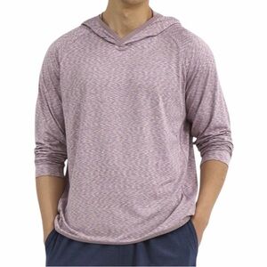 ATHLETIC WORKS Men’s Light Purple Space Dyed Hooded Long Sleeve Active Top